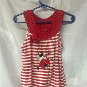 Red and White Striped Kids Casual Dress